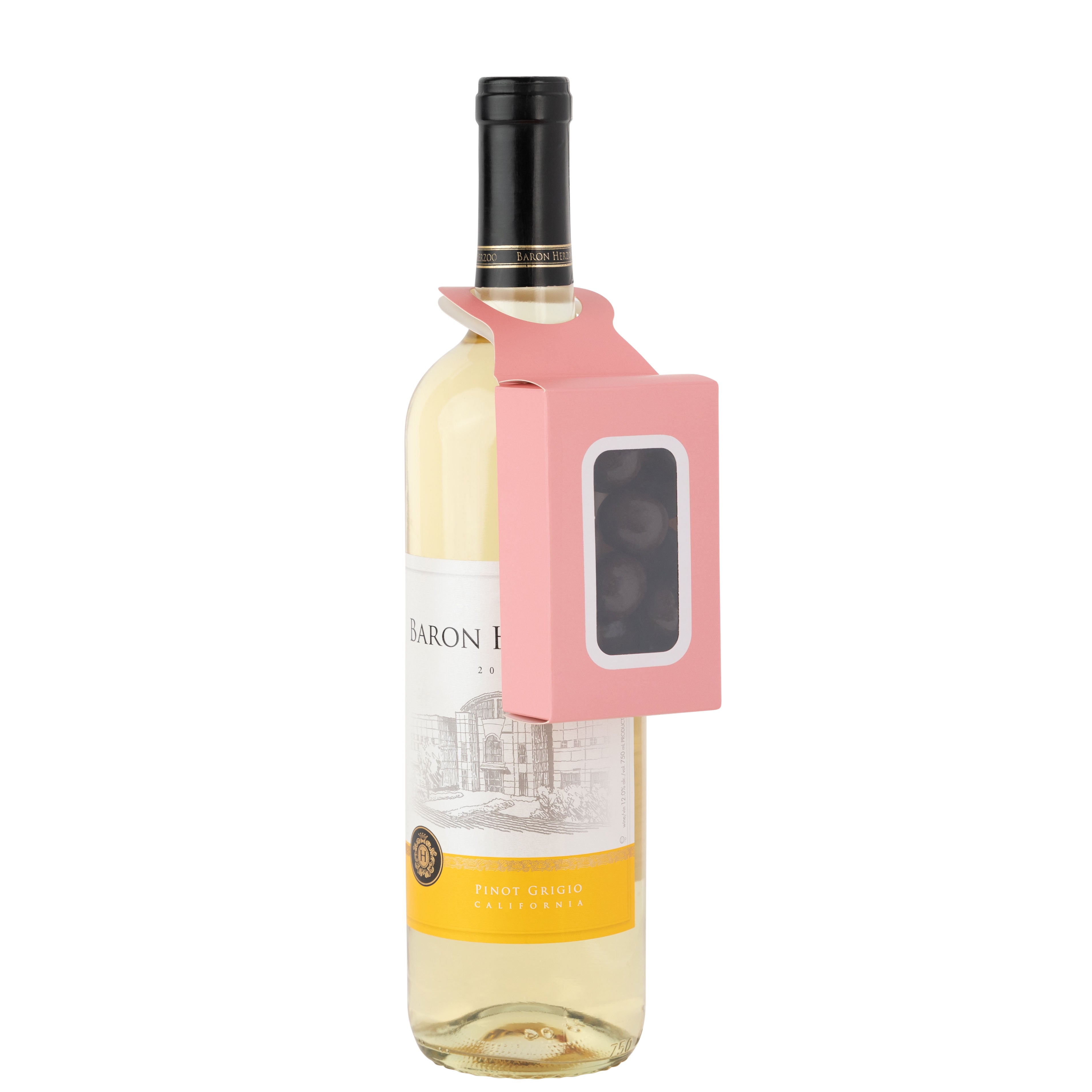 Pink Wine Bottle Gift Box Hanger with Window 12 Pack 2.25x1”.125”x3.75”
